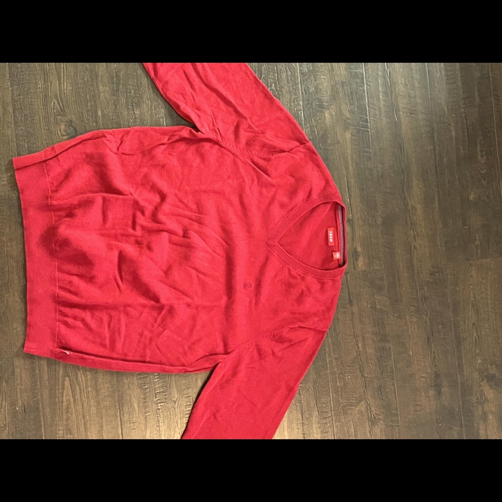 Red V neck sweater